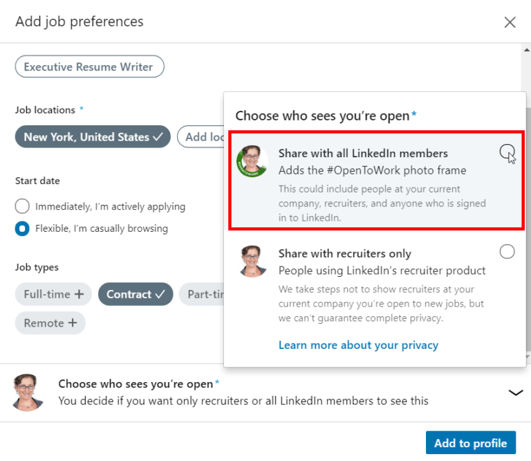 linkedin show recruiters you re open